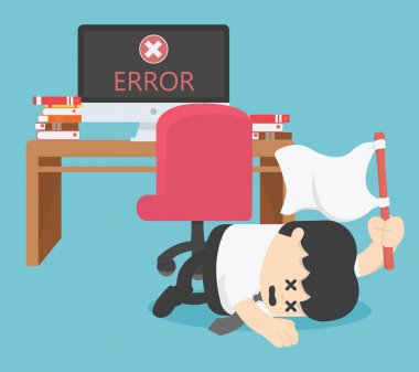 Beyaz bayrak tutan işadamı kavramı eps.10 kadar vermekte overworked
