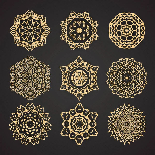 Set of mandalas. Collection of stylized stars and snowflakes.  o — Stock Vector