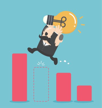 illüstrasyon iş adamı atlamak ile boşluk içinde büyüme grafiği
