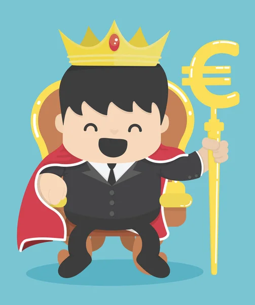 König der Geschäftsleute mit silbernem Euro-Symbol — Stockvektor