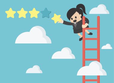 Beş yıldızlı rating vermek için bir yıldız holding iş kadını