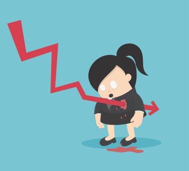 Kavram grafik hisse senedi düşüyor veya iş kadın de için resimler