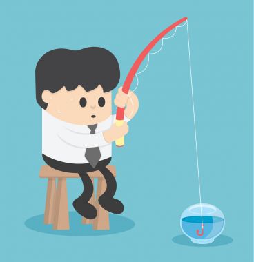 İşadamı boş akvaryumda Balık tutma