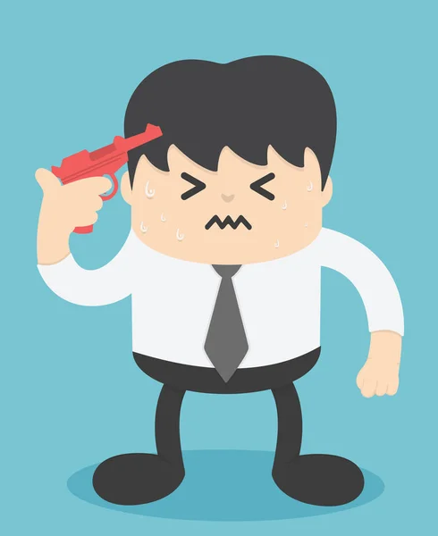 Businessmen are sad at hand with guns ready to commit suicide — Stock Vector