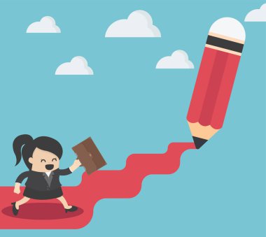 İş kadınlarının kalemle, iş konseptiyle yazılmış rotaları vardır. 