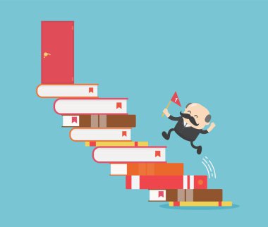 İş dünyası kitap okuyarak, iş eğitimi konseptiyle başarılı olur.