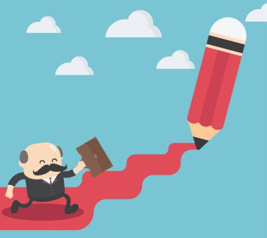 Güzergahı tek başına işleten baş işadamı, kurşun kalemle çizilmiş rota