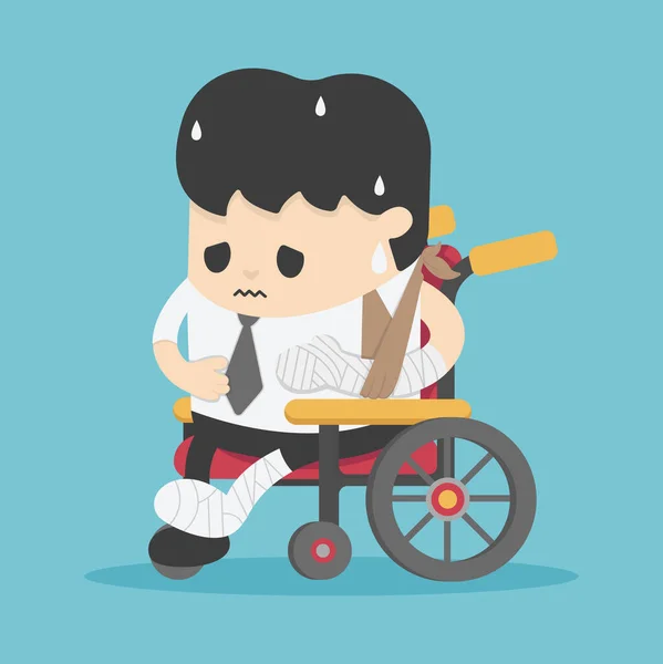Concept Cartoon Illustration Business Accident Wheelchair — Stock Vector