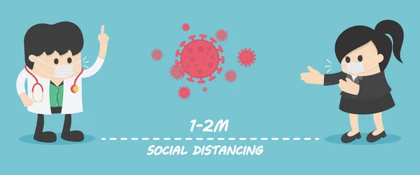 Distanciamiento Social Las Personas Que Mantienen Distancia Por Riesgo Infección — Archivo Imágenes Vectoriales