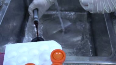 erkek bilim adamı laboratuarda çalışıyor.