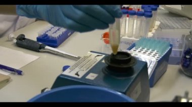 Laboratuvarda çalışan kadın bilim adamı.