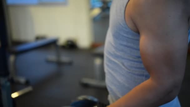 Retrato Hombre Asiático Musculoso Entrenando Gimnasio Entrenamiento Peso Corporal — Vídeo de stock