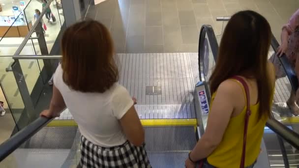 Freundinnen Spazieren Durch Einkaufszentrum Einkaufskonzept — Stockvideo