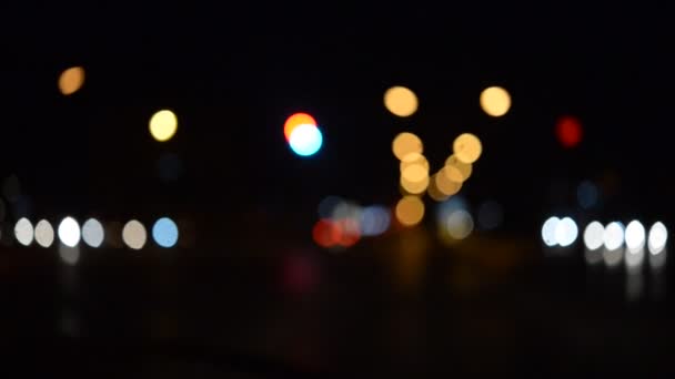 Driving Road Blurred City Lights Background — Stock Video