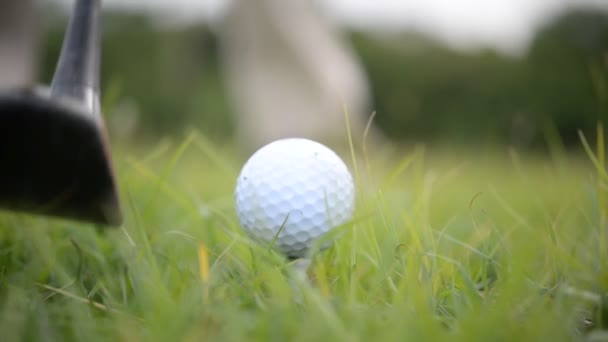 Mężczyzna Golfista Gra Golfa Trawiastym Polu — Wideo stockowe