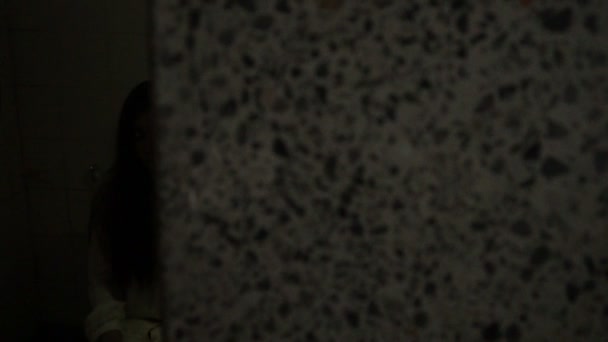 Портрет Азійської Жінки Зображає Обличчя Привида Кров Сценою Жахів Страшним — стокове відео