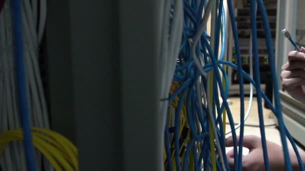 Asian Engineer Working Server Room Maintenance Checking Technical Data — Stock Video