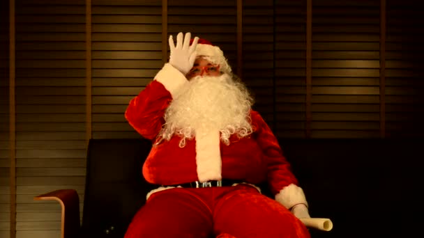 サンタクロースの肖像 メリークリスマスのコンセプト — ストック動画
