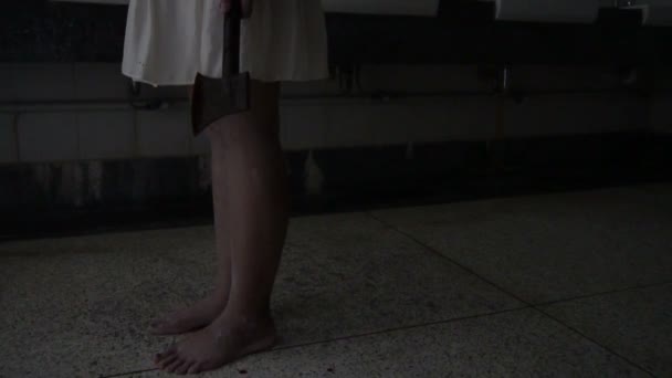 Ritratto Donna Asiatica Compongono Volto Del Fantasma Con Sangue Scena — Video Stock