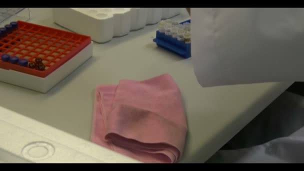 Vrouwelijke Wetenschapper Werkzaam Laboratorium — Stockvideo