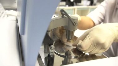 Laboratuvarda çalışan kadın bilim adamı.