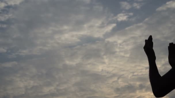 Young Asian Muslim Man Praying Sunset — Stock Video