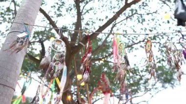 El yapımı geleneksel rüya yakalayıcılar, video