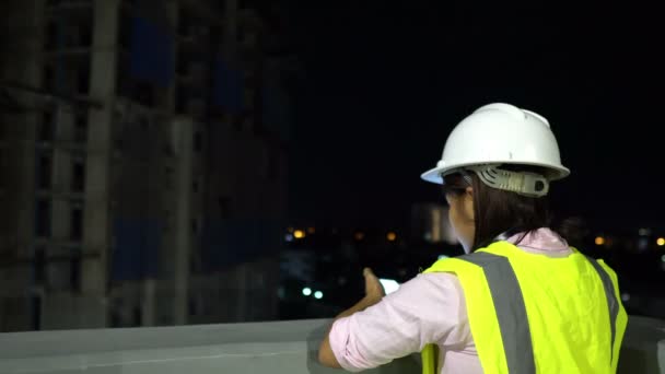 Ingeniera Mujer Trabajando Obra — Vídeos de Stock