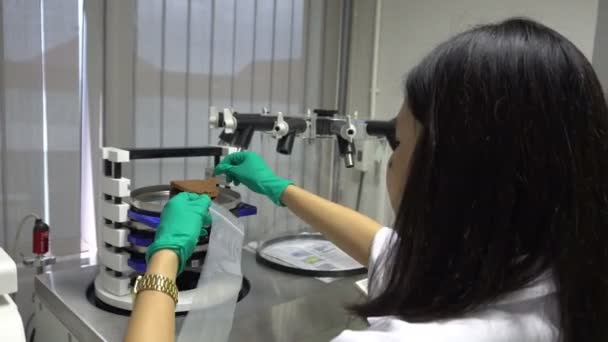 Kobieta Naukowiec Pracuje Laboratorium Robi Eksperymenty Badania Celu Opracowania Produktów — Wideo stockowe