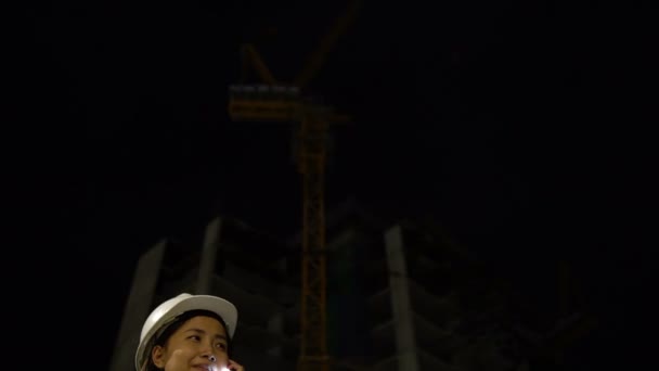 Інженер Жінка Працює Будівельному Майданчику — стокове відео