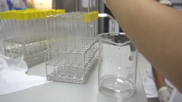 Close Van Aziatische Wetenschapper Die Het Laboratorium Werkt Onderzoeker Zoek — Stockvideo