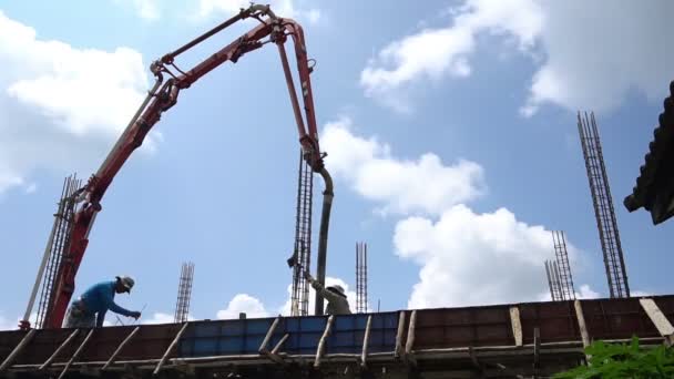 Lapso Tiempo Los Trabajadores Asiáticos Que Trabajan Construcción Objetos Durante — Vídeos de Stock