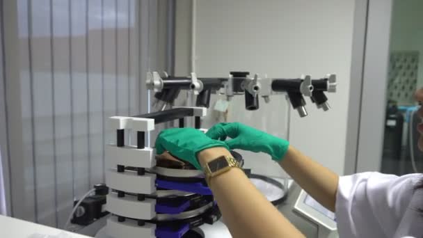 Cientista Sexo Feminino Trabalhando Laboratório Fazendo Experimentos Pesquisas Para Desenvolver — Vídeo de Stock