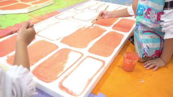 Giovani Ragazze Asiatiche Che Studiano Arte Pittura Lavoro Insegnante Thailandia — Video Stock
