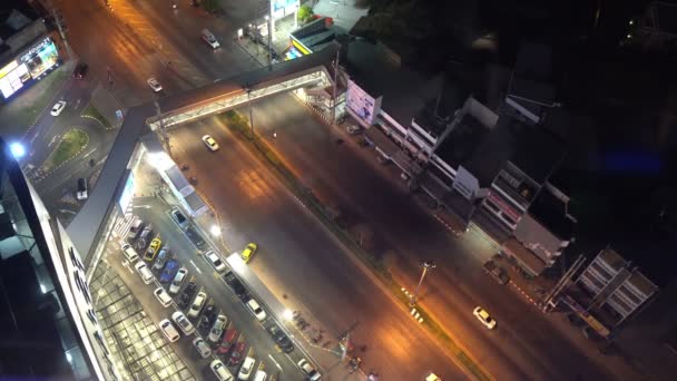 Вид Міський Трафік Вночі Вид Місто — стокове відео