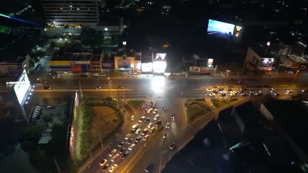 Вид Міський Трафік Вночі Вид Місто — стокове відео