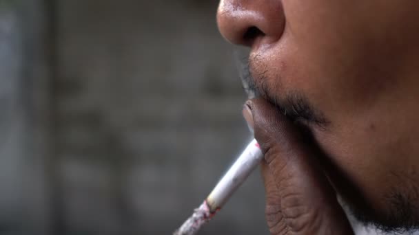 Asiatique Homme Fumeur Thaïlande Personnes Homme Déprimé Concept — Video