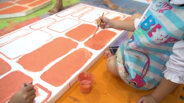 Jovens Meninas Asiáticas Estudando Arte Pintura Trabalho Para Professor Tailândia — Vídeo de Stock