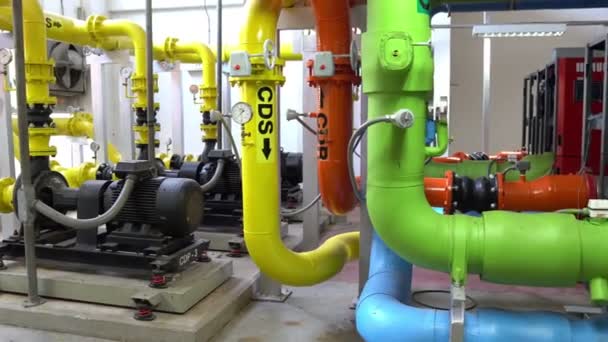 Asian Maintenance Engineer Waste Water Management System Huge Factory Maintenance — Stock Video