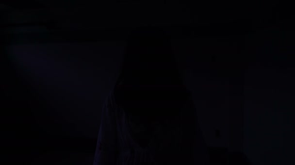 Porträt Einer Asiatischen Frau Make Geistergesicht Horrorszene Halloween Konzept — Stockvideo