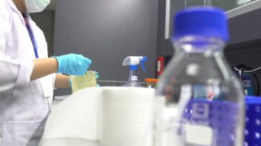 Laboratuvarda çalışan kadın bilim adamına yakın çekim