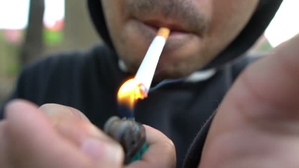 Hombre Asiático Fumando Tailandia Personas Hombre Deprimido Concepto — Vídeo de stock