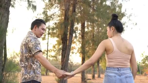 Beau Couple Passer Temps Ensemble Dans Parc Pendant Journée — Video