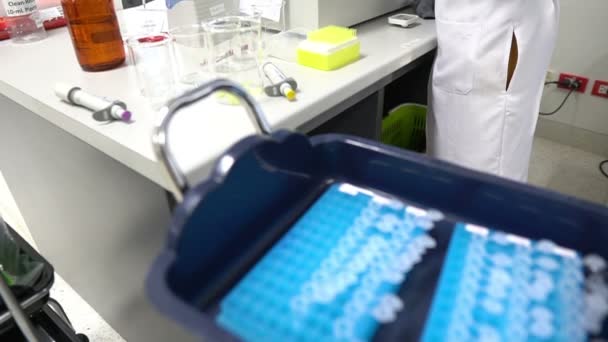 Primer Plano Las Científicas Que Trabajan Laboratorio — Vídeo de stock