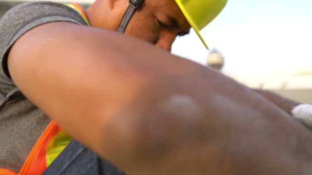 Engenheiro Trabalhando Canteiro Obras Conceito Industrial — Vídeo de Stock