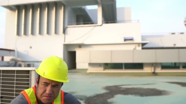 Engenheiro Trabalhando Canteiro Obras Conceito Industrial — Vídeo de Stock