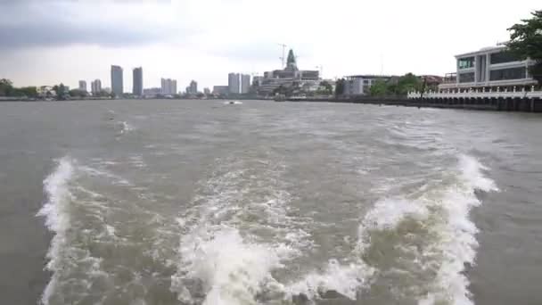 Vista Barco Turístico Cidade Longo Rio Conceito Viagem — Vídeo de Stock