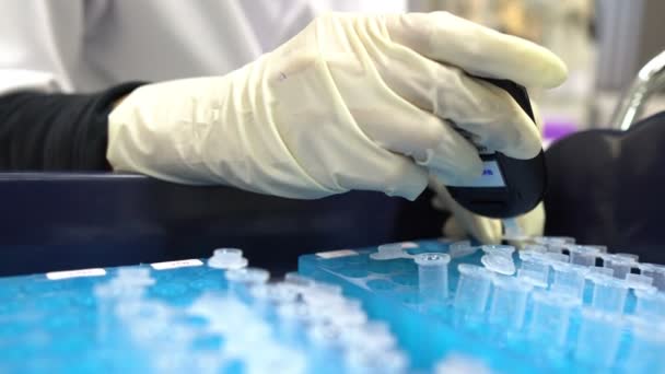 Laboratuvarda Çalışan Kadın Bilim Adamına Yakın Çekim — Stok video