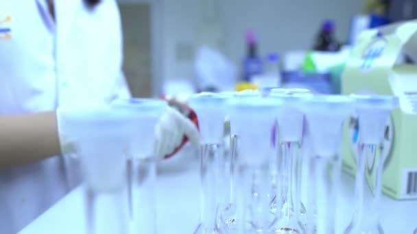 Närbild Kvinnliga Forskare Som Arbetar Laboratorium — Stockvideo