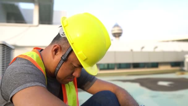 Techniker Bei Der Arbeit Auf Der Baustelle Labor Day Konzept — Stockvideo